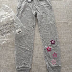 Splendid Gray Sweatpants with Pink and Purple Star Details